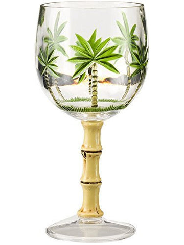 Set of 4 - Acrylic Palm Tree With Bamboo Stem Wine Glass