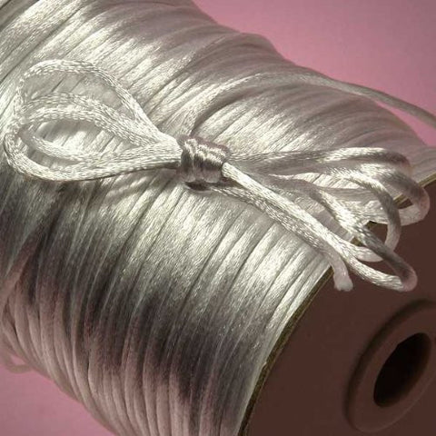 Satin White Rat Tail Cord Ribbon, 1-1/2mm X 200Yd