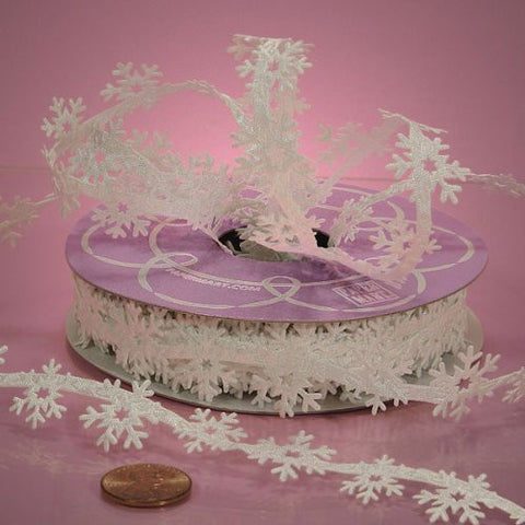 Snowflake White Christmas Ribbon 7/8" x 10 Yards