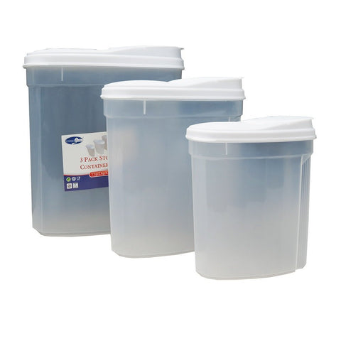 Large Plastic Cereal/Snack Keeper, Dry Food Storage Holder/Containers(Set of 3)