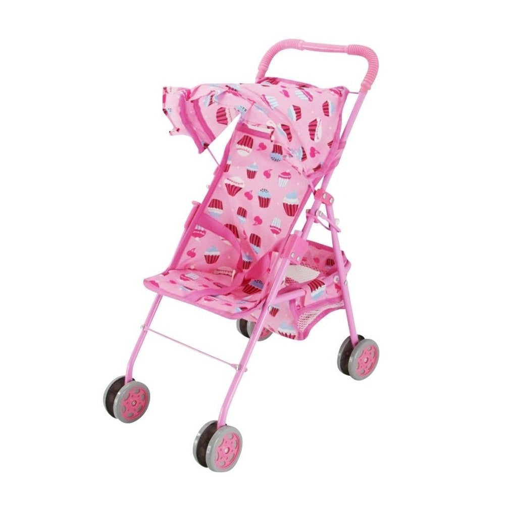 Baby Doll Stroller, Precious Pink with Cute Cupcake Design with Hood & number1inservice Baby Doll Stroller, Precious Pink with Cute Cupcake Design with Hood & number1inservice