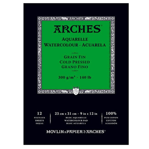 Arches Cold Press Watercolor Pad, 9"X12"