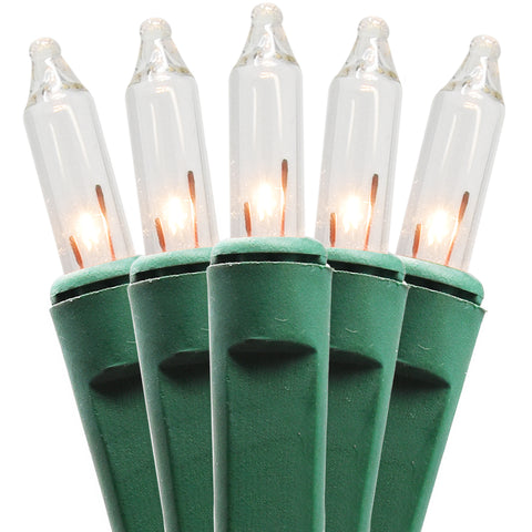 Holiday Essence - Set of 140 Clear Chasing Christmas Lights - UL Certified - 8 Function Chaser - Green Wire - Indoor Use