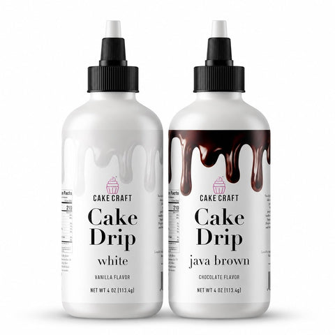 Cake Craft 2 Pack Vanilla & Chocolate Cake Drip, Edible Drip Icing Drizzle Frosting Mix for Decorating Cookies, Cupcakes, Donuts, Cakes, Dessert Decor, Heat and Ready to Use, 4 Ounce