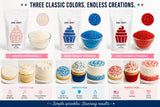Cake Craft Primary Sprinkles 3 Pack 300g, Red Sugar strands, White Nonpareils & Blue Sugar Strands