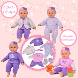 My Lil Wardrobe 14-Inch Realistic Soft Baby Doll with Clothes & Accessories - Purple