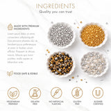 Cake Craft Gold & Silver Sprinkles 4 Pack, Gold Mix & Sugar Pearls Set 400g