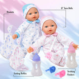 Soft Body Twin Baby Dolls 12-Inch Boy & Girl Doll Set with Pacifier – Gift Box