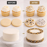 Cake Craft Gold & Silver Sprinkles 4 Pack, Gold Mix & Sugar Pearls Set 400g