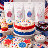 Cake Craft Primary Sprinkles 3 Pack 300g, Red Sugar strands, White Nonpareils & Blue Sugar Strands