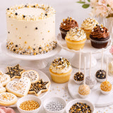 Cake Craft Gold & Silver Sprinkles 4 Pack, Gold Mix & Sugar Pearls Set 400g