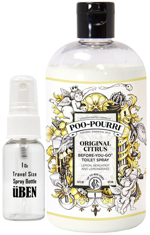 Poo-Pourri Before-You-Go Toilet Spray 16-Ounce Refill Bottle, Original Scent, Includes Uben Travel Size, 1-Ounce Refill Bottle,