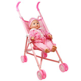 My First Baby Doll Stroller - Soft Body Talking Baby Doll Included Fun Play Combo Set for Babies Infants Toddlers Girls Kids