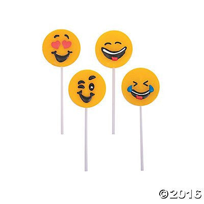 Emoji Face Suckers Lollipop Favors - 12 ct