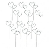Electroplated Plastic Silver Heart Shaped Cupcake Picks - 12 ct
