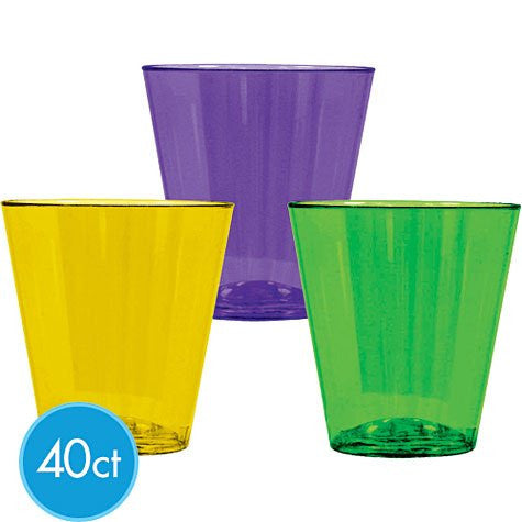 Mardi Gras Plastic 2oz Shot Glasses 40ct