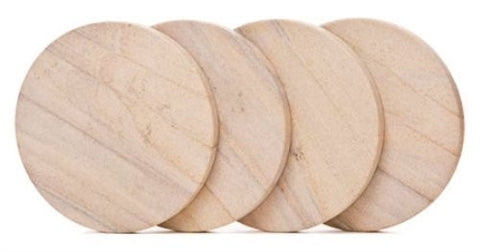 4 Set of 4 Inch Round Durable Natural Radiant Sandstone Coasters