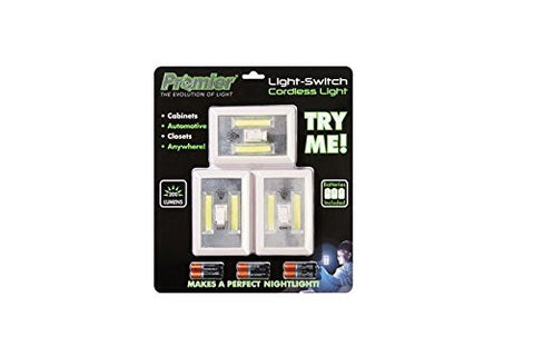 Promier Products Inc Light-Switch Cordless Light 200 Lumens - BONUS 3 PACK!!! - Batteries Included