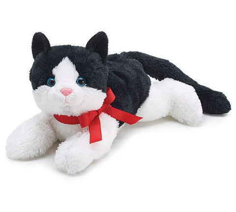 Black and White Plush Kitty Cat with Red Bow for Valentine's Day