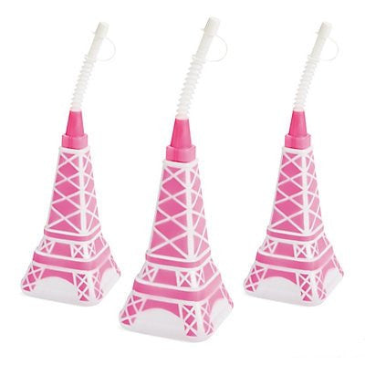 Eiffel Tower Molded Cups with Straws