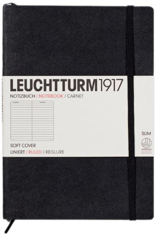 Leuchtturm1917 Medium Size Softcover A5 Notebook - Ruled / Lined Pages - Black
