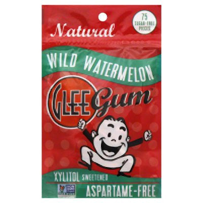Glee Gum Sugar Free Wild Watermelon Chewing Gum - 75 pieces per pack -- 6 packs per case.
