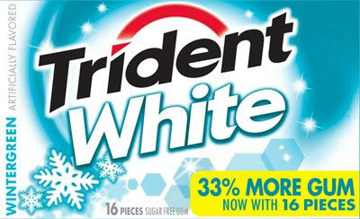 Trident Gum, Sugar Free, Wintergreen, Dual Tear Pack, 16 ct (Pack of 9)