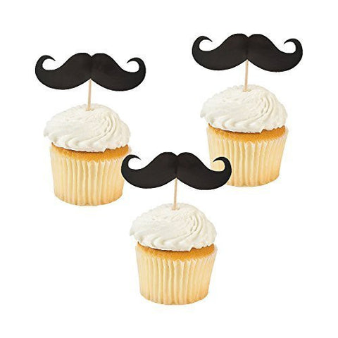 Party Supplies - Mustache Food and Cupcake Party Picks (4-Pack of 25)