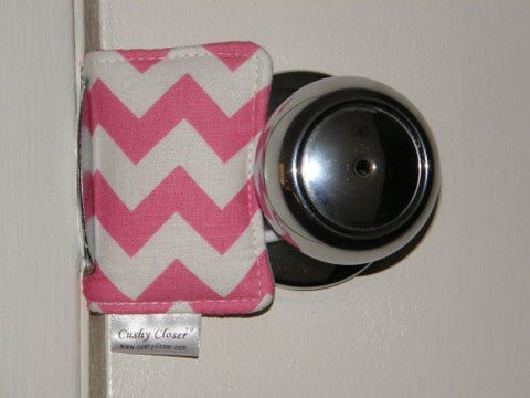 The Original Cushy Closer Door Cushion (Pink Chevron)