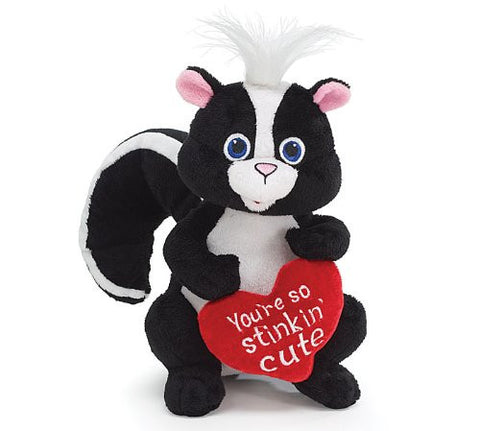 You're so Stinkin' Cute Skunk 8.5" with Red Heart Pillow Animal Plush Valentines
