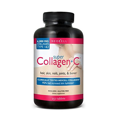 Neocell Super Collagen+C Type 1 and 3 Tablet (6000mg) – Gluten Free, Soy Free, Plus Vitamin C Tablet for Reducing Fine lines. Dietary Supplement