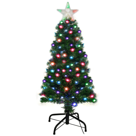 Holiday Essence Pre Lit Christmas Tree 4 Ft - Artificial Xmas Tree with Prelit LED Multi Color Lights, Star Tree Topper, Changing LEDs, 120 Full Hinged Tips, Metal Stand, UL Listed