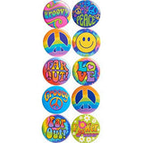 Amscan Groovy 60's Party Hippie Button Pins (10 Piece), Multi Color, 10.6 x 5.8"
