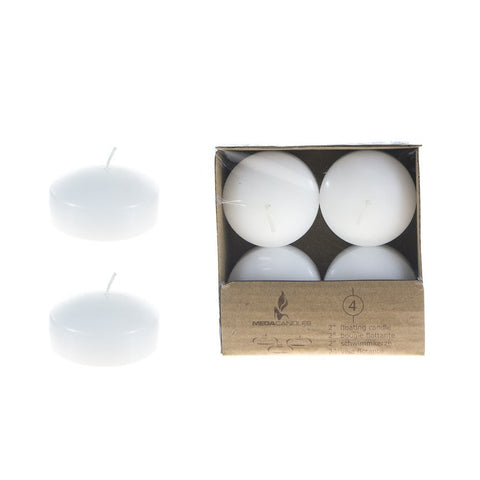 Mega Candles - Unscented 2" Floating Disc Candles - White, Set of 12