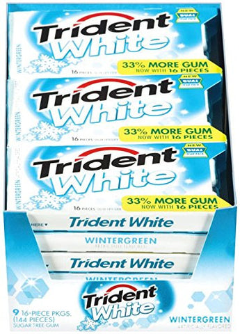 Trident White Sugar Free Gum (Wintergreen, 16-Piece, 9-Pack)
