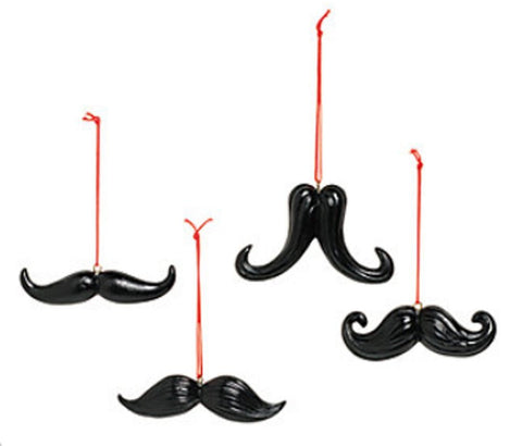 Mustache Ornaments Set of 4 /Christmas/Decorations/Holidays/Party Supplies/Toys