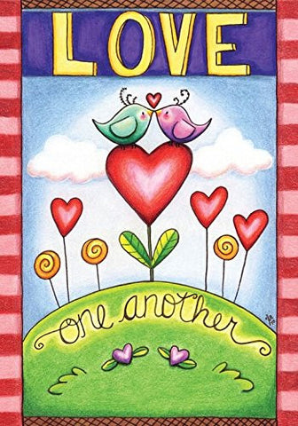 Love One Another Valentine's Day House Flag Primitive 28" x 40" Briarwood Lane