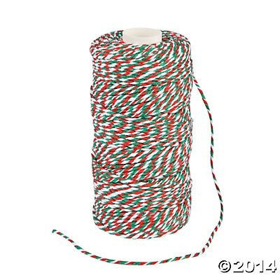 Red Green and White Christmas Holiday Baker's Twine - 328 ft