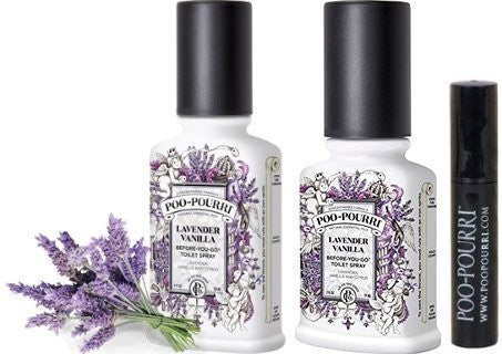 Poo-Pourri Lavender Vanilla Bathroom Deodorizer Set, Includes 2oz And 4oz., + Bonus Pocket Size Spritzer