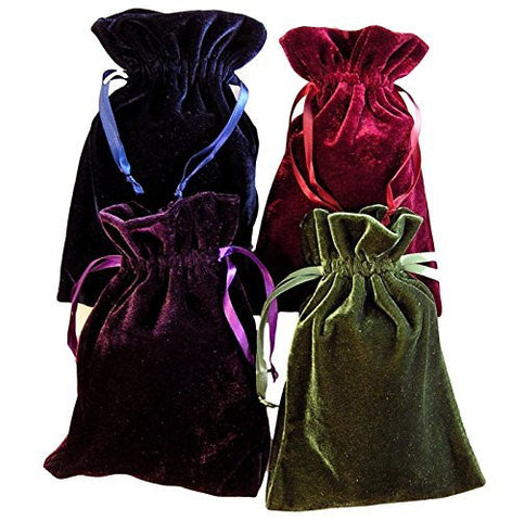 Tarot Rune Bag Bundle of 4: Moss Green, Navy Blue, Purple, Wine 6" x 9"