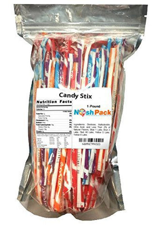 Nosh Pack Candy Stix Powder Straws Assorted 1 Pound