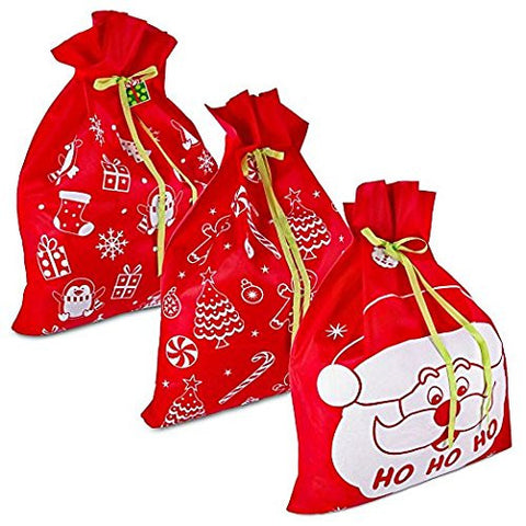 3 Giant Christmas Gift Bags 36" x 44" with Gift Tag; Made of Nonwoven Poly Fabric by Gift Boutique