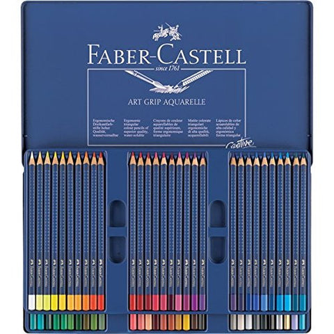 Faber-Castell Art GRIP Aquarelle Watercolor Pencils, tin of 60