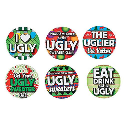 FE/OTC Christmas Party Ugly Sweater Contest Award Buttons Gag Gift 12 pc. Set