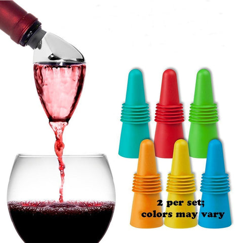 Metrokane Rabbit Wine Aerating Pourer with Bonus 2 Piece Stopper Set