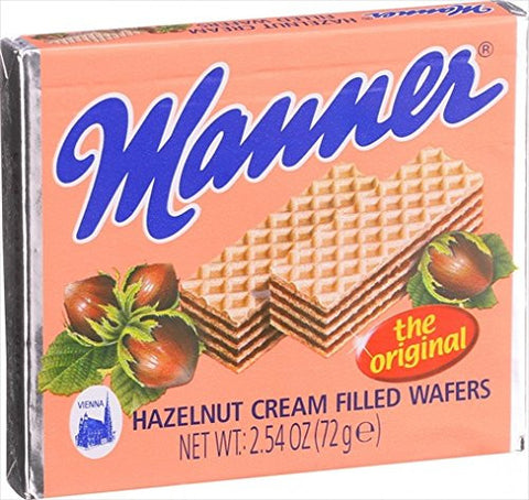 Manner Wafers Hazelnut Cream Filled Wafers, 2.54-Ounce (Pack of 12)