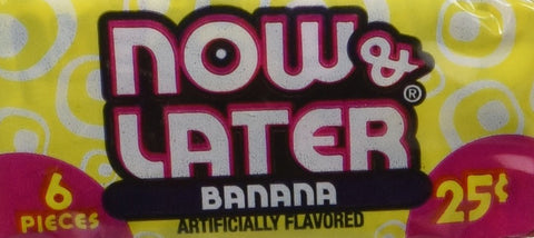 Now and Later Banana Flavored Candy  6 piece bars ( pack of 24 )