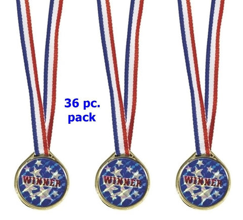 Red White and Blue "Winner" Laser Medals (36 Medals) bulk pack