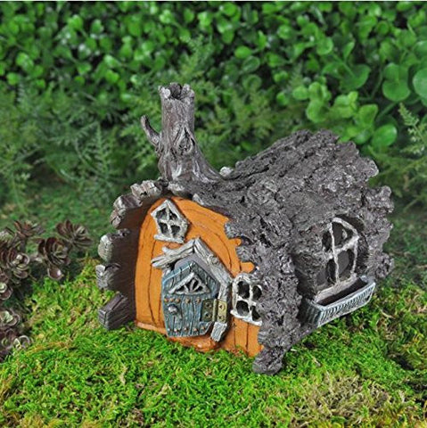 Fiddlehead Fairy Garden Log Home with Swinging Door