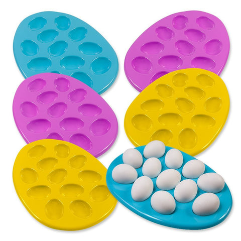 6 Easter Egg Holders; Plastic Egg Platter Serving Tray Party Plates; Each Holds 12 Eggs; Holds 72 Eggs!!